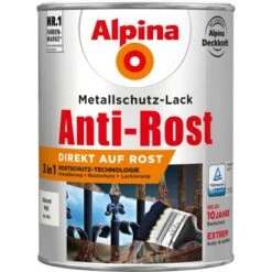 Alpina Metallschutz-Lack Anti-Rost Weiß Glänzend 2,5 Liter