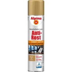 Alpina Metallschutz-Lack Anti-Rost Spray Gold Glänzend 400 Ml