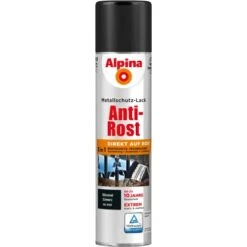 Alpina Metallschutz-Lack Anti-Rost Spray Schwarz Glänzend 400 Ml