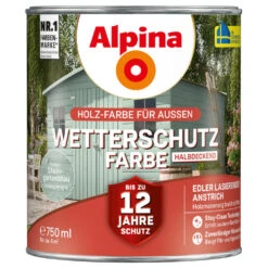 Alpina Wetterschutzfarbe Steingartenblau 750 Ml Halbdeckend