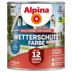 Alpina Wetterschutzfarbe Azurblau 750 Ml Deckend