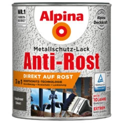 Alpina Metallschutz-Lack Eisenglimmer Schwarz 750 Ml RAL 9005