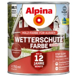 Alpina Wetterschutzfarbe Schwedenrot 750 Ml Deckend