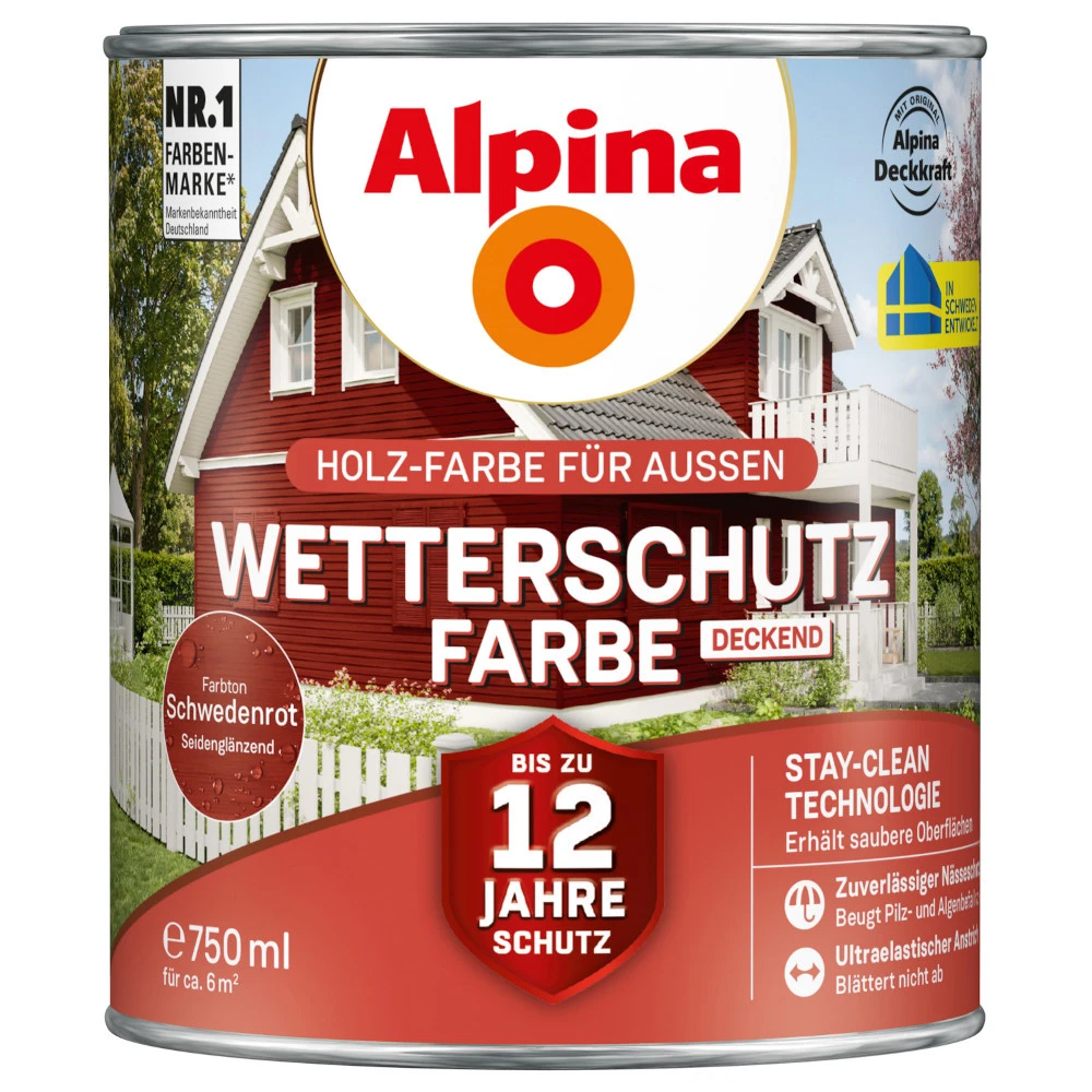 Alpina Wetterschutzfarbe Schwedenrot 750 Ml Deckend 1 Alpina Wetterschutzfarbe Schwedenrot 750 Ml Deckend
