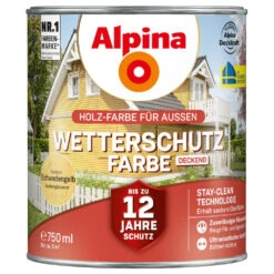 Alpina Wetterschutzfarbe Schwedengelb 750 Ml Deckend