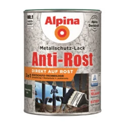 Alpina Metallschutz-Lack Grün 2,5 Liter RAL 6036 Hammerschlag