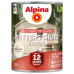 Alpina Wetterschutzfarbe Kreideweiß 2,5 Liter Halbdeckend