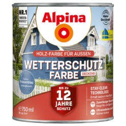 Alpina Wetterschutzfarbe Friesenblau 750 Ml Deckend