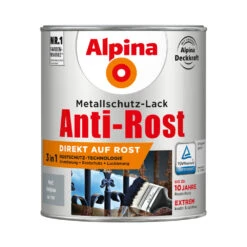 Alpina Metallschutzlack Hellgrau Matt 750 Ml RAL 7001
