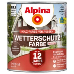 Alpina Wetterschutzfarbe Nussbraun 750 Ml Deckend