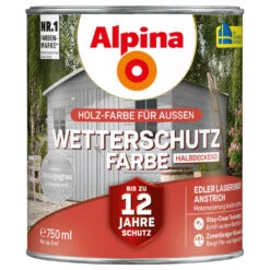 Alpina Wetterschutzfarbe Vintagegrau 750 Ml Halbdeckend