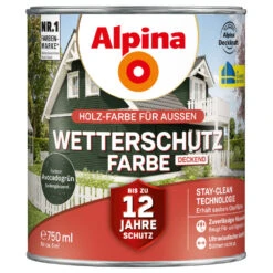 Alpina Wetterschutzfarbe Avocadogrün 750 Ml Deckend