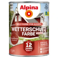 Alpina Wetterschutzfarbe Schwedenrot 2,5 Liter Deckend