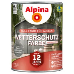 Alpina Wetterschutzfarbe Sturmwolkengrau 2,5 Liter Halbdeckend