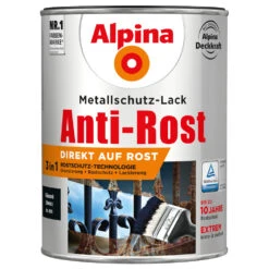 Alpina Metallschutz-Lack Schwarz Glanz 2,5 L RAL 9005