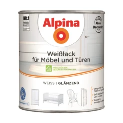 Alpina Weißlack Für Möbel Und Türen Glänzend 2 L