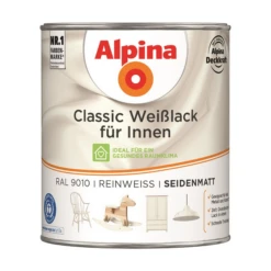 Alpina Weißlack Für Innen Reinweiß Seidenmatt 750 Ml