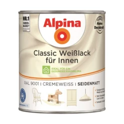 Alpina Weißlack Für Innen Cremeweiß Seidenmatt 750 Ml