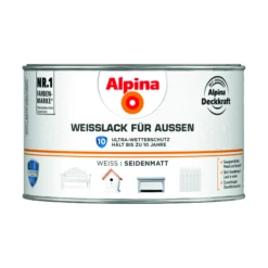 Alpina Weißlack Für Außen Seidenmatt 300 Ml