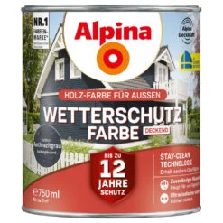 Alpina Wetterschutzfarbe Anthrazitgrau 750 Ml Deckend