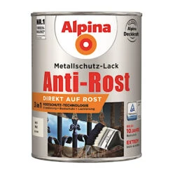 Alpina Metallschutz-Lack 2,5 Liter Weiss Matt RAL 9010