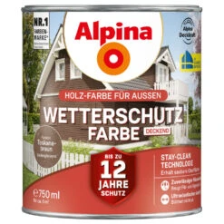 Alpina Wetterschutzfarbe Toskanabraun 750 Ml Deckend