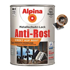 Alpina Metallschutz-Lack Hellgrau Glanz 2,5 L RAL 7001