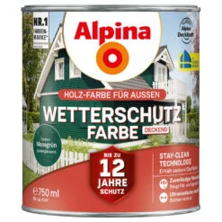 Alpina Wetterschutzfarbe Moosgrün Deckend