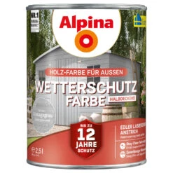 Alpina Wetterschutzfarbe Vintagegrau 2,5 Liter Halbdeckend