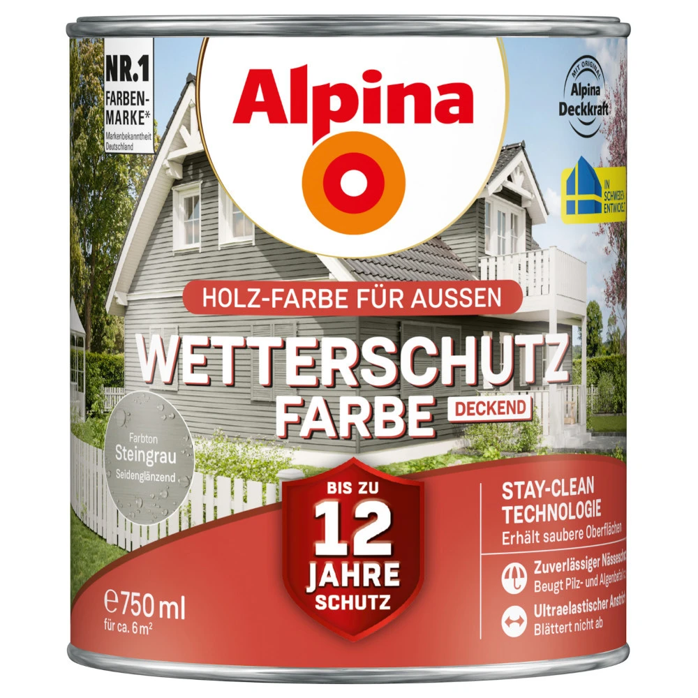 Alpina Wetterschutzfarbe Steingrau 750 Ml Deckend 1 Alpina Wetterschutzfarbe Steingrau 750 Ml Deckend