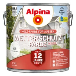 Alpina Wetterschutzfarbe Weiß Deckend 4 Liter