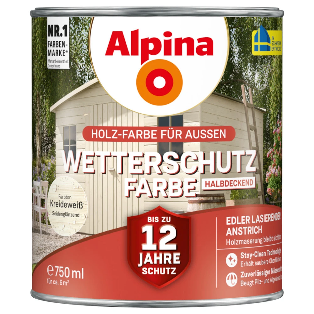 Alpina Wetterschutzfarbe Kreideweiß 750 Ml Halbdeckend 1 Alpina Wetterschutzfarbe Kreideweiß 750 Ml Halbdeckend
