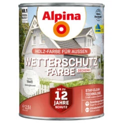 Alpina Wetterschutzfarbe Weiß 2,5 Liter Deckend