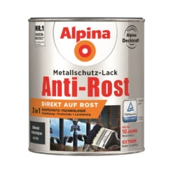 Alpina Metallschutz-Lack Anthrazitgrau Glanz RAL 7016 750 Ml