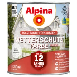 Alpina Wetterschutzfarbe Weiß 750 Ml Deckend
