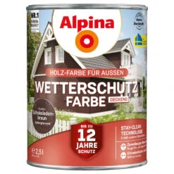 Alpina Wetterschutzfarbe Schokoladenbraun 2,5 Liter Deckend