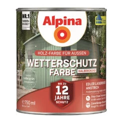 Alpina Wetterschutzfarbe Salbeigrün 750 Ml Halbdeckend