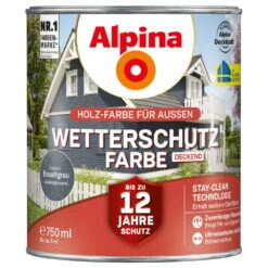 Alpina Wetterschutzfarbe Basaltgrau 750 Ml Deckend