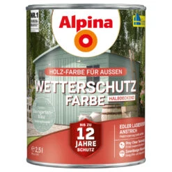 Alpina Wetterschutzfarbe Steingartenblau 2,5 Liter Halbdeckend