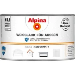 Alpina Weißlack Für Außen Seidenmatt 300 Ml