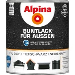 Alpina Buntlack Für Aussen Tiefschwarz Seidenmatt 750 Ml