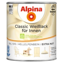 Alpina Weißlack Für Innen Elfenbeinfarben Extramatt 750 Ml