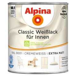 Alpina Weißlack Für Innen Cremeweiß Extramatt 750 Ml