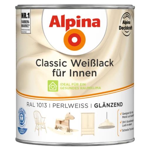 Alpina Weißlack Für Innen Perlweiß Glänzend 750 Ml -Innenfarben Verkauf weisslack classic innen glaenzend 8200614 1